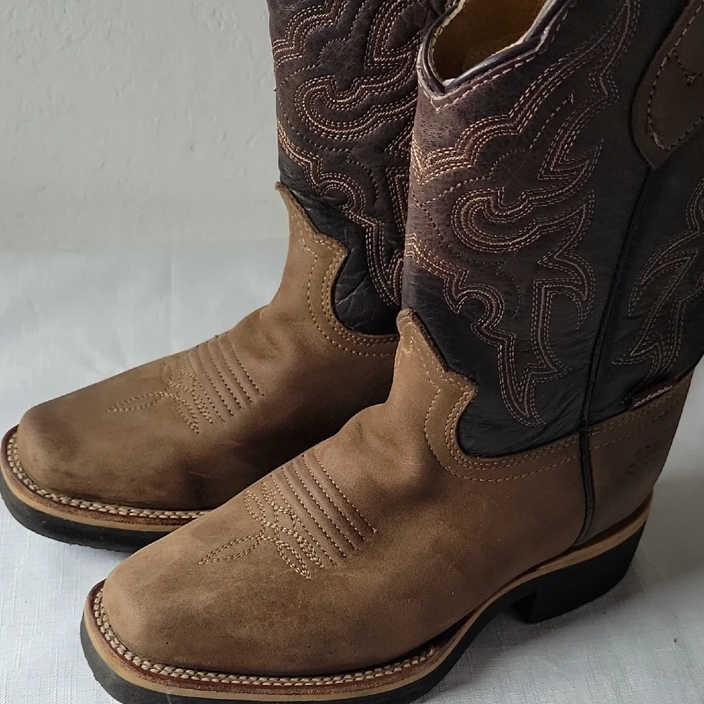Establo Toddler  Brown Embroidered  Western Cowboy Boots Size 4